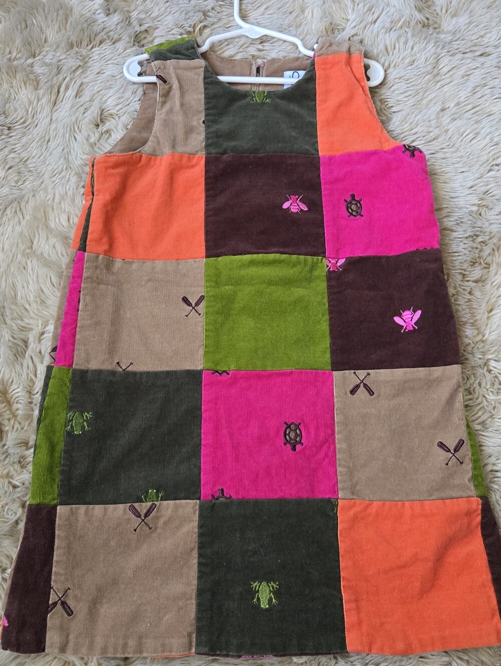 Vintage Lilly Pulitzer White Label Size 6x Girls Corduroy Patchwork Fall Dress